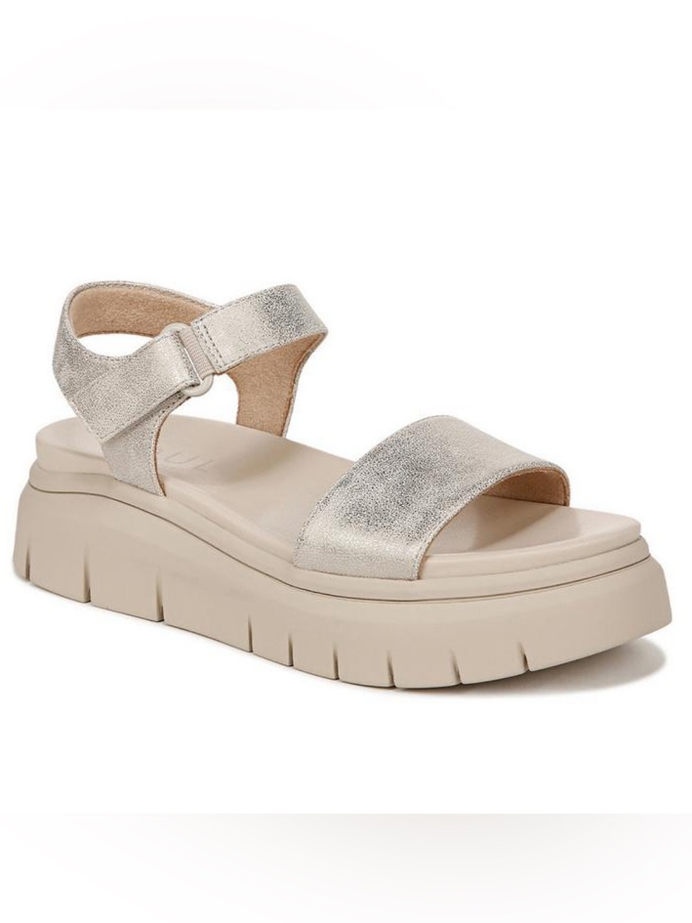 โฅ๏ธโฅ๏ธ Soul Naturalizer Women Poppi Wedge Sandals - Light Gold Faux Leather